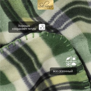Плед 130х170 см, флис, 100% полиэстер, Silvano, Клетка 15/304-PCE, зеленый, AI-0104003