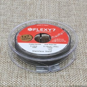 Тросик ювелирный (ланка) Flexi 7 струн, ?- 0,30мм, катушка 10м, цв.стальной