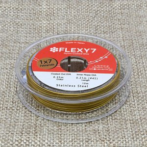 Тросик ювелирный (ланка) Flexi 7 струн, ?- 0,35мм, катушка 10м, цв.золотистый