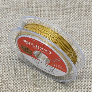 Тросик ювелирный (ланка) Flexi 7 струн, ?- 0,35мм, катушка 10м, цв.золотистый