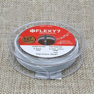 Тросик ювелирный (ланка) Flexi 7 струн, ?- 0,40мм, катушка 10м, цв.белый