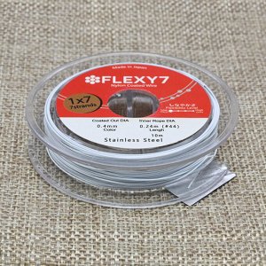 Тросик ювелирный (ланка) Flexi 7 струн, ?- 0,40мм, катушка 10м, цв.белый С ДЕФЕКТОМ