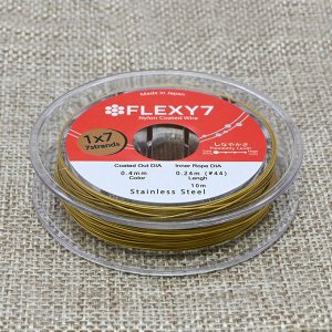 Тросик ювелирный (ланка) Flexi 7 струн, ?- 0,40мм, катушка 10м, цв.золотистый