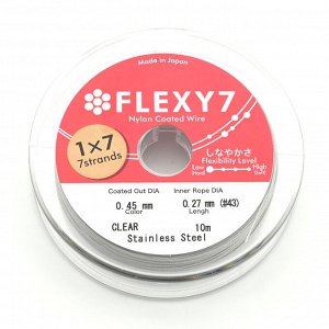 Тросик ювелирный (ланка) Flexi 7 струн, ?- 0,45мм, катушка 10м, цв.стальной