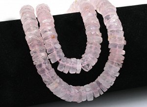 Бусины из розового кварца диски граненые 8*3мм, 41см, 157 бусин, 53,4г