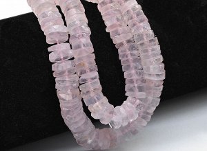 Бусины из розового кварца диски граненые 8*3мм, 41см, 157 бусин, 53,4г