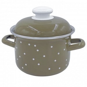 Кастрюля эмаль 1,5л White dots Каменно-серый
