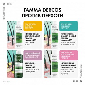 Виши Интенсивный шампунь-уход против перхоти для нормальной и жирной кожи головы, 75 мл (Vichy, Dercos)