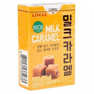 LOTTE Карамель "RICH MILK CARAMEL" 50 г, к/к, 1*12шт*6бл , 72 шт Арт-35633