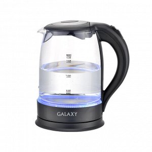 Чайник Galaxy GL 0553 ЧЕРНЫЙ (6шт) Чайник электрический  2200 Вт, объем 1,7л скрытый  нагревательный элемент, корпус из термостойкого стекла, светодиодная подсветка, автоотключение при закипании, авто