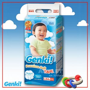 "Genki" детские подгузники 9-14 кг (L) 54 шт