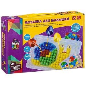 Мозаика для малышей Bondibon, 6 картинок-шаблонов, 160 фишек, BOX