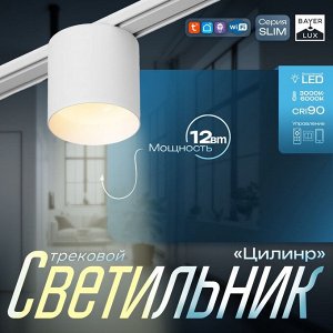 Светильник трековый SLIM "Цилинр" LED 12Вт 3000K-6000К 48V CRI90 белый 8х8х7,5см
