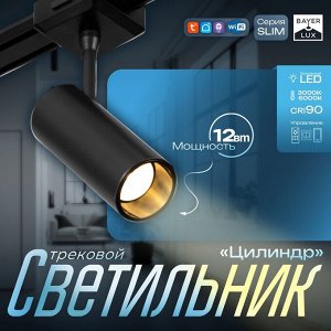Светильник трековый SLIM "Цилиндр" LED 12Вт 3000K-6000К 48V CRI90 черный 4,5х11,3х13,4см