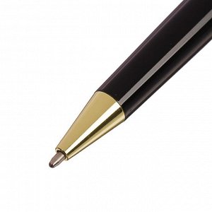 Ручка подарочная шариковая в кожзам футляре поворотная Черная с золотом