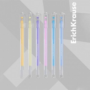 Набор ручек гелевых 6 цветов, ErichKrause Paradise Stick Pastel, игольчатый узел 0.6 мм, пастель, МИКС