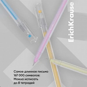 Набор ручек гелевых 6 цветов, ErichKrause Paradise Stick Pastel, игольчатый узел 0.6 мм, пастель, МИКС