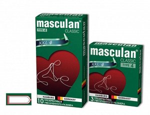 Презервативы Masculan Classic 4, 3 шт. Увеличенного размера (XXL) розового цвета