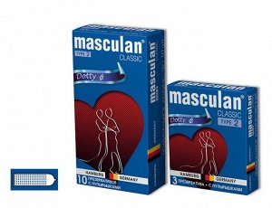 Презервативы Masculan, сlassic 2, doty, латекс, точечные, розовые, 19 см, 5,3 см, 3 шт.