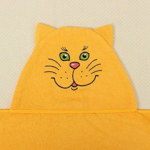 Полотенце-накидка махровое «Котик», размер 75?125 см, цвет жёлтый, хлопок, 300 г/м?