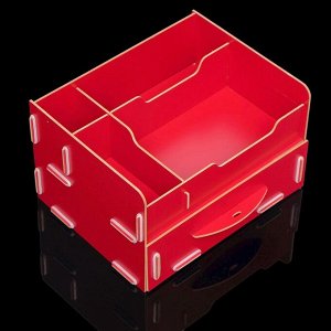 Органайзер «Ящик», разборный, 3 отсека + выдвижной ящик, микс, 23х15.5х14 см
