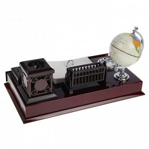 Набор настольный «Античность»: глобус, часы, перекидные листы, визитница, подставка для ручек, лоток для скрепок
