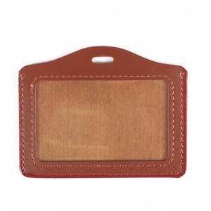 Бейдж-карман горизонтальный, (100 х 70 мм), ПВХ, коричневый