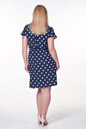 Платье Ульяна №29.Цвет:т.синий/крупный горох
