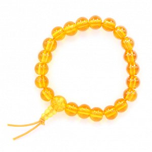 BS218-2 Буддийский браслет - чётки 8мм, пластик, цвет жёлтый