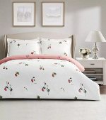 Постельное белье Arya Simple Living из Печатного Сатина 1,5 Сп. 160x220 Rosette Розовый