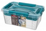 ЯЩИК УНИВЕРСАЛЬНЫЙ С ЗАМКАМИ И ВСТАВКОЙ- ОРГАНАЙЗЕРОМ &quot;GRAND BOX&quot;, 290х190х124ММ, 4,2Л (Голубой)