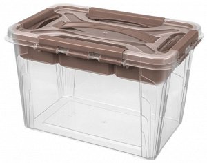 ЯЩИК УНИВЕРСАЛЬНЫЙ С ЗАМКАМИ И ВСТАВКОЙ- ОРГАНАЙЗЕРОМ "GRAND BOX", 290х190х180ММ, 6,65Л (Коричневый)