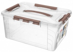 ЯЩИК УНИВЕРСАЛЬНЫЙ С ЗАМКАМИ И ВСТАВКОЙ- ОРГАНАЙЗЕРОМ "GRAND BOX", 390х290х180ММ, 15,3Л (Коричневый)