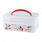 КОРОБКА УНИВЕРСАЛЬНАЯ С РУЧКОЙ И ДЕКОРОМ &quot;MULTI BOX&quot; 2 СЕКЦИИ, 245Х160Х105 ММ, (1Л+2Л) (Бесцветный)