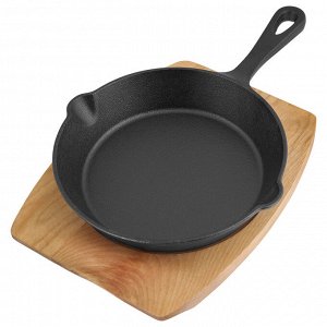 Сковорода порционная чугун литая ручка 15см на подставке TM MY REAL IRON COOK