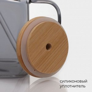 Банка Magistro «Эко», 620 мл, ручка, трубочка, с бамбуковой крышкой, стекло, прозрачная, чёрная