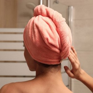 Полотенце-чалма для сушки волос Этель цвет светло-розовый, 65*25 см, 100% п/э