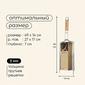 Решётка гриль для овощей Maclay, двойная, хромированная сталь, 49х14х7 см, рабочая поверхность 27х17 см