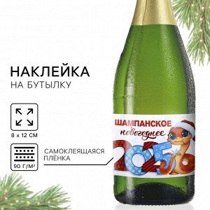 Наклейка на бутылку «Шампанское новогоднее», 12 х 8 см.