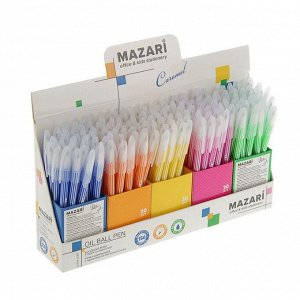 Ручка шариковая Mazari Caramel Ultra Soft, 0.7 мм, в дисплее, синяя, корпус МИКС