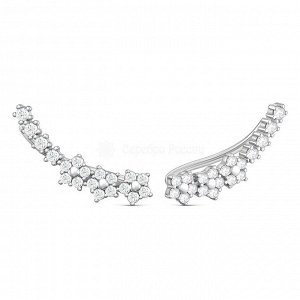 Серьги Серьги-каффы из серебра с фианитами родированные 925 пробы 12-1500р 2,03 гр.  925 пробы