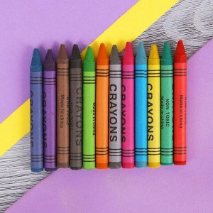 Восковые карандаши, набор 12 цветов, высота 1 шт - 8 см, диаметр 0,8 см