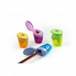 Точилка 1 отверстие Y-Plus FAYE, с контейнером, в дисплее, МИКС