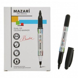 Mаркер Mazari Binatex для CD/DVD, 2.0 мм, чёрный, двусторонний