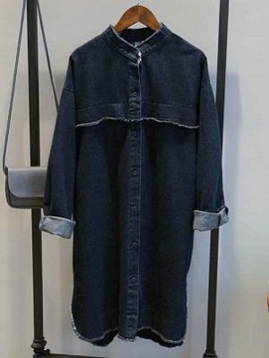 Пальто Пальто, оформленное длинными рукавами, смесь хлопка. Размер (обхват груди, длина рукава, длина изделия, см): M (108,52,96), L (114,53,98), XL (120,54,100)