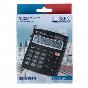 Калькулятор настольный 10-разрядный SDC-810BN, 102*124*25 мм, двойное питание, черный