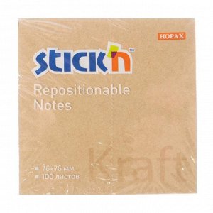 Блок с липким краем 76x76 мм Stick`n Kraft Notes, 100 листов