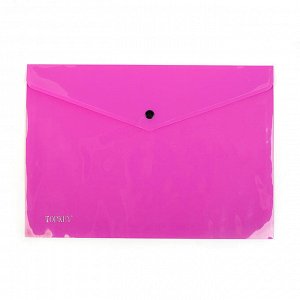 Папка-конверт на кнопке, формат А4, 180 мкр, «Цветной», МИКС