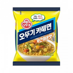 Ottogi Лапша со вкусом карри (средне-острая)  Curry noodle 130гр