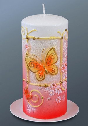 Свеча пенек "Бабочки" h=12,5 см (время горения - 15 ч.)